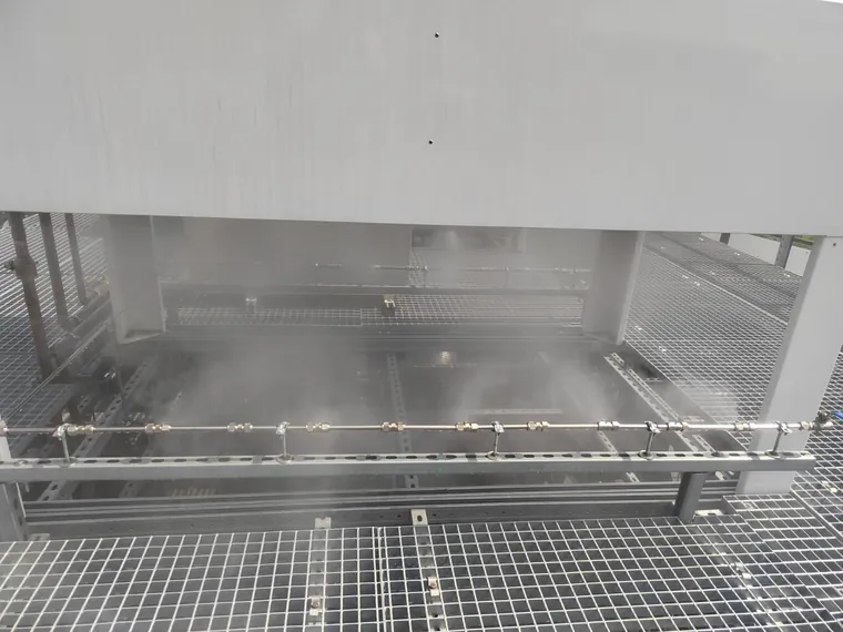 Fog under a dry cooler coil